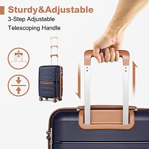 British Traveller Suitcase Check in Hold Luggage Lightweight PP Hard Shell Travel Trolley Suitcase with 4 Spinner Wheels TSA Lock (Navy, 76cm 92L) - Image 3