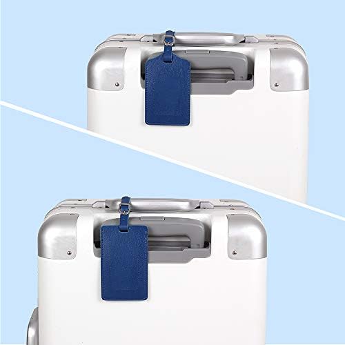 Luggage Tags, Microfiber Leather Personalized Suitcase Tag Set Luggage id Tags Labels Travel Accessories-Set of 4(Blue) - Image 2