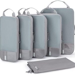 BAGSMART 2/4/6-Piece Compression Packing Cubes Set for Suitcases Backpack, Travel Organisers Bags for Luggage, Holiday Travel Essentials Accessories, Grey