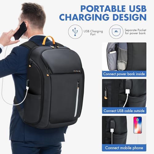 Laptop Backpack for Men - 900D Travel Backpack fit 17.3 Inch Laptop, Tech Backpack with USB Charging Port Anti-Theft Pocket, 30L Smart Rucksack for College Business Work Overnight Black - Image 5