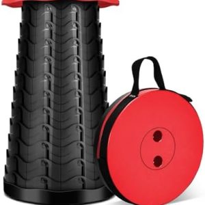 Portable Folding Stool for Camping Outdoor - Max Load Capacity 396 LBs - LUXJET Small Folding Chair for Hiking, Fishing, Travel (Red)
