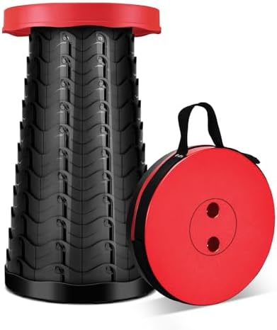 Portable Folding Stool for Camping Outdoor - Max Load Capacity 396 LBs - LUXJET Small Folding Chair for Hiking, Fishing, Travel (Red)