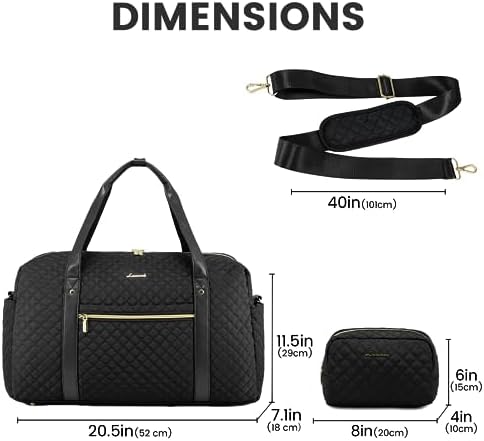 LOVEVOOK Travel Duffle Bag for Women, Weekend Overnight Bags with Cosmetic Bag, Large Waterproof Ladies Holdall for Hospital Maternity Gym, Carry On Flight Womens, Black - Image 5