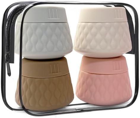 4 PCS Silicone Travel Pots for Toiletries, 30ml Travel Bottles for Toiletries, Reusable Travel Toiletries, Leakproof Travel Containers with Transparent Bag for Cosmetics Shampoos