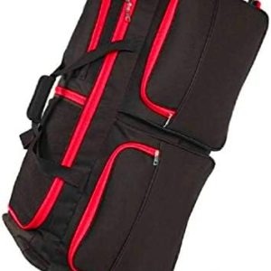 Extra Large Wheeled Holdall Suitcase Sports or Travel Bag Trolley Luggage (34", Black/Red)