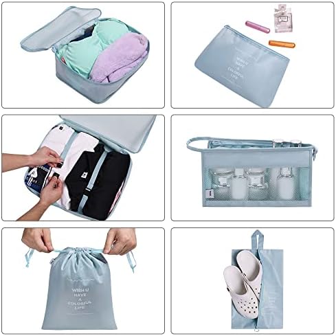 OSDUE Travel Packing Cubes, 9pcs Suitcase Organizer Set, Luggage Organiser Waterproof Suitcase Essential Bag, Packing Cubes for Suitcase Travel Accessories - Image 3