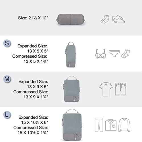 BAGSMART 2/4/6-Piece Compression Packing Cubes Set for Suitcases Backpack, Travel Organisers Bags for Luggage, Holiday Travel Essentials Accessories, Grey - Image 6