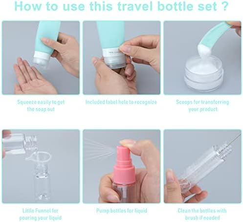 16 Pack Travel Bottles for Toiletries,Etopgo Leak Proof Refillable Silicone Travel Containers Squeezable Trip Accessories for Shampoo Conditioner Lotion Body Wash - Image 6