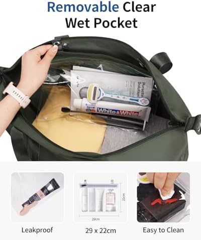 ECOHUB for Easyjet Cabin Bag 45x36x20, Underseat Foldable Travel Duffel Bag, Hand Luggage Holdall Bag for Airlines with Wet Pocket, Carry on Overnight Weekend Bag for Women, Patent Pending (Green) - Image 3