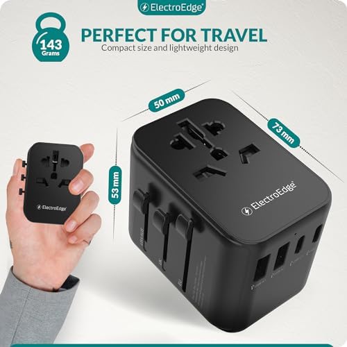 ElectroEdge Plug Adapter Worldwide with 2 USB-C, 2 USB-A and 1 AC Socket, International Travel Adapter UK to European Power, Universal Plug Adaptor for EU USA Australia Thailand - Image 7