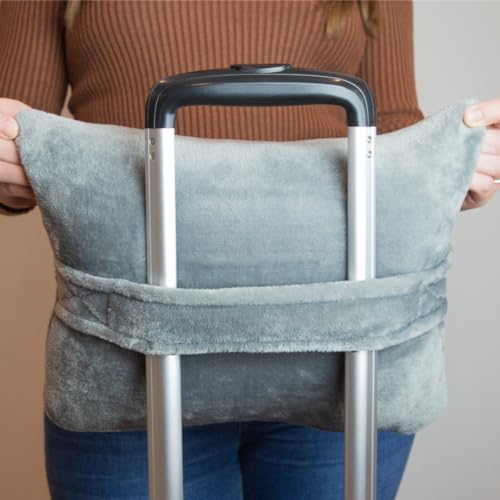En Route Travel Blanket and Pillow with cover - Ultimate Comfort for Airplane Travel - Premium 2-in-1 Blanket with Soft Bag Pillow, Hand Luggage Belt, and Backpack Hook (Light Grey) - Image 5