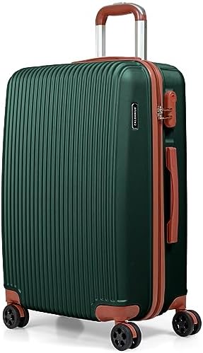 Medium Luggage | Durable Suitcases | Lightweight & Secure with Combination Lock | Smooth 4 Dual Spinner Wheels | Ideal Travel Bag & Luggage Sets (Dark Green, Medium 24'')