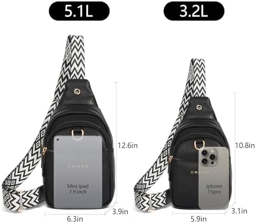 OSOCE Crossbody Bag for Women PU Sling Belt Bag Small Shoulder Chest Bag Purses with Adjustable Guitar Strap Phone Cable Hole Fanny Pack Cross Body Bags with for Ladies Travel Shopping. - Image 3