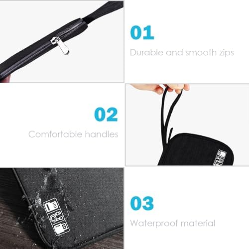 YUNYU Electronics Accessories Organizer Bag, Carry Travel Gadget Bag, Electronics Accessories Bag, Bag Travel Electronics, for USB Cable Drive(Black) - Image 5