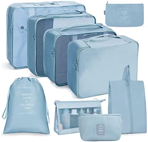 OSDUE Travel Packing Cubes, 9pcs Suitcase Organizer Set, Luggage Organiser Waterproof Suitcase Essential Bag, Packing Cubes for Suitcase Travel Accessories