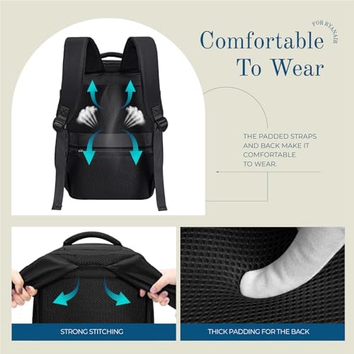 Cabin Bags 40x20x25 Underseat for Ryanair, Carry On Travel Backpack Cabin Size Rucksack Hand Luggage Bag Backpack Casual Daypack School Bag Fit 14 Inch Laptop with Cable Hole - Image 6