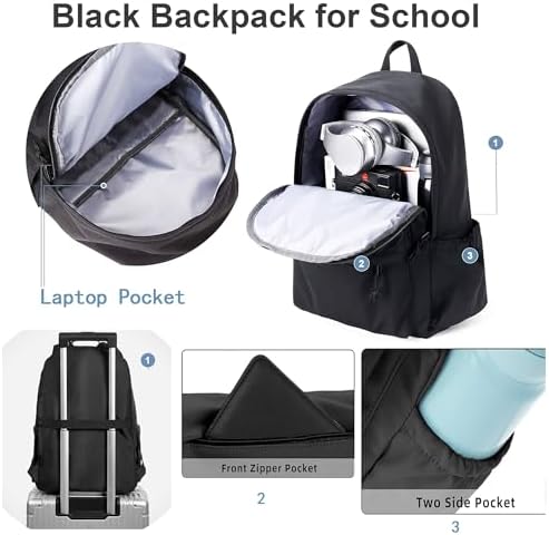 School Backpack for Teenager Men and Women Lightweight Classic Casual Rucksack Travel Backpack for 15.6-Inch Laptop - Image 3