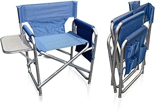 Strong Sturdy Portable Travel Sports Directors Chair with Pockets & Table