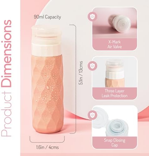 Silicone Travel Bottles for Toiletries with Clear Bag- 4 Pack Holiday Essentials Travel Bottles for Toiletries- Refillable Shampoo and Conditioner Bottle-Leakproof, Squeezy Travel Accessories (Rose) - Image 2
