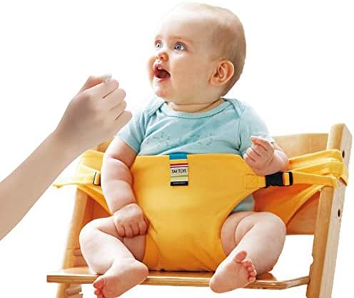 Lychee Baby Dining Chair Safety Seats with Straps, Toddler High Chair Harness Belt, Portable Feeding Booster Seat Strap for Travel/Home/Restaurants/Shopping (Yellow)