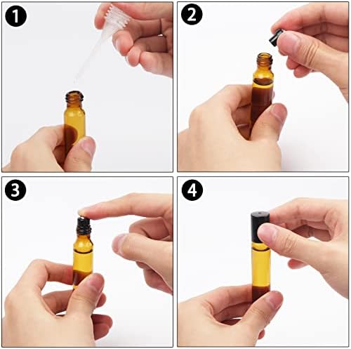 Essential Oil Roller Bottles 12Pcs 10ml Empty Rollerball Bottle Roll on Bottles with Stainless Steel Roller Balls Amber Glass Roller Bottles for Essential Oils,Perfumes,Cosmetics,Aromatherapy Massage - Image 6