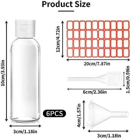 6 Pcs Plastic Travel Bottles, 50mL Refillable Clear Empty Bottles with Screw Lids for Liquids Toiletries Lotion Shampoo Conditioner - Image 2