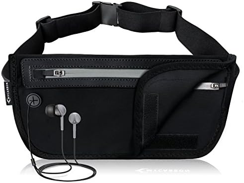 MYCARBON Travel Money Belt RFID Against Invisible Theft Secret Wallet Hidden Under Clothes Belt Wallet Security Travel Pouch Waist Bumbag for Money,Cards,Passports,Phone up to 6" (Black)