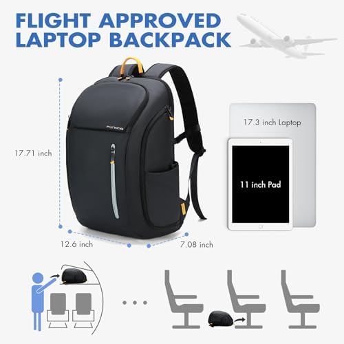 Laptop Backpack for Men - 900D Travel Backpack fit 17.3 Inch Laptop, Tech Backpack with USB Charging Port Anti-Theft Pocket, 30L Smart Rucksack for College Business Work Overnight Black - Image 4