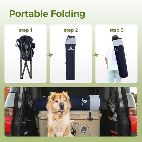 ALPHA CAMP Camping Chairs for Adults Heavy Duty Camping Chair Up to 200 kg Folding Camp Chair with Cup Holder and Cooler Bag for Outdoor Picnic Fishing, Lightweight and Portable, Navy Blue - Image 7