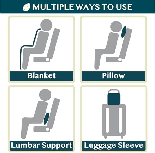 PAVILIA Soft Compact Travel Blanket and Pillow, Foldable Airplane Blanket in Bag, Lightweight Portable Flight Blanket Set with Luggage Strap, Camping Plane Car Home Office Gift Accessories, Purple - Image 7