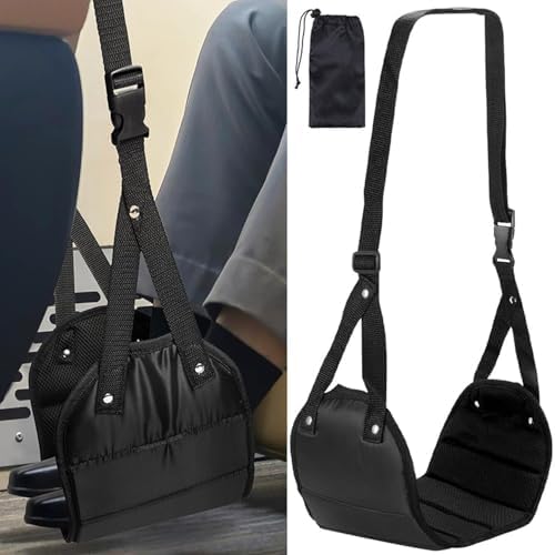 Airplane Footrest, Airplane Travel Accessories, Adjustable Foot Hammock Under Desk, Plane Travel Foot Rest, Provides Relaxation and Comfortable for Long Flight