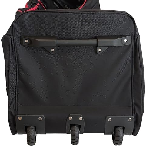 Extra Large 39" Travel Bag Wheeled Holdall Suitcase 3 Wheels Red Trimming Black - Image 6