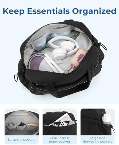 BAGSMART Women's Gym Bag with Wet Pocket, Ultra Lightweight Travel Duffle with Trolley Sleeve, Carry-On Weekend Bag, Water-Resistant, Grey - Image 5