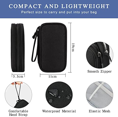 Simpolor Cable Organiser Bag, Double-Layer Electronics Accessories Bag Organiser for Cables, Universal Carry Travel Gadget Bag for Cables, Power Bank, USB Drive, Charger Hard Disk - Black - Image 2