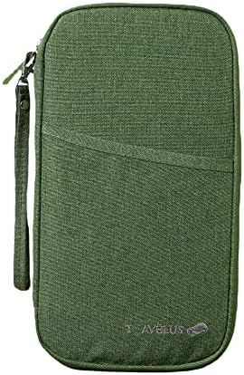 Passport Holder Travel Wallet, Large Capacity Travel Document Holder, RFID Blocking Waterproof Portable Travel Wallet Organiser for Cash Passport ID Card Credit Cards Ticket Pen, Green