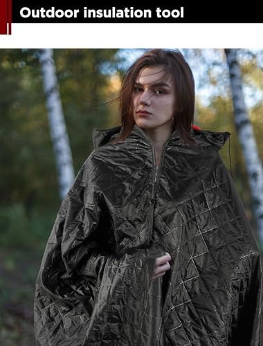 Camping Blanket, 300gsm Skin-friendly Flannel Lining with Pillow Packaging, PU 3000 Waterproof, Windproof Outdoor Blanket for Car, Keep Warm, Blanket Hoodie for Gift, Black 6.6X4.6ft - Image 5