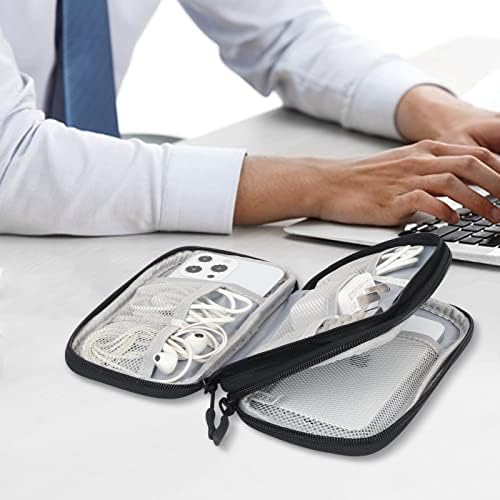 Simpolor Cable Organiser Bag, Double-Layer Electronics Accessories Bag Organiser for Cables, Universal Carry Travel Gadget Bag for Cables, Power Bank, USB Drive, Charger Hard Disk - Black - Image 6