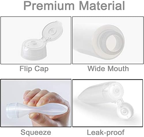 6Pcs 50ml Clear Plastic Empty Travel Bottles with Flip Cap, Transparent Refillable Cosmetic Containers Squeezable Tubes includes 12 stickers for Shampoo, Conditioner, Lotion, Toiletries - Image 3