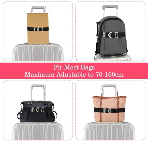 2-in-1 Travel Belt for Luggage Straps Over Handle for Add a Bag, Adjustable Travel Luggage Belt Strap with Alloy Buckle Elastic Belt for Carry On Bag, Suitcase Strap Travel Accessories(Black) - Image 6