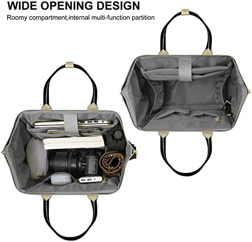 Laptop Backpack for Women,15.6 Inch Stylish Laptop Rucksack Wide Open, Travel Backpack with USB Charging Port, Water Resistant Work Bag Computer Backpack for Women, Black - Image 5