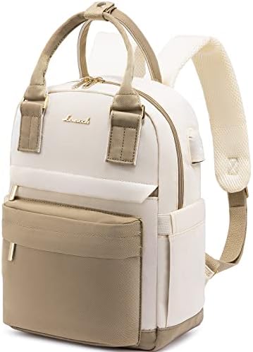 LOVEVOOK Backpack Womens Small Fashion Rucksack Bag for Ladies with USB Port Waterproof Handbag for Girls Anti-theft Mini Casual Daypack City Pack for School Uni Travel, Beige Khaki