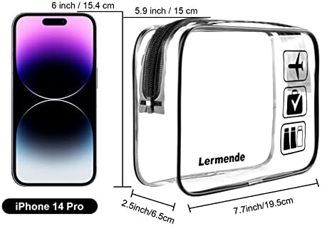 2pcs/Pack Lermende Clear Toiletry Bag TSA Approved Travel Carry On Airport Airline Compliant Bag Quart Sized 3-1-1 Kit Luggage Pouch (Black) - Image 2