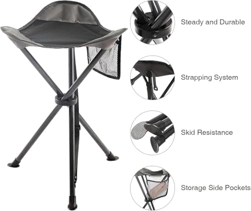 Portal Folding Stool Camping Stool Collapsible Tripod Portable Lightweight Fold away Small Chair Pop up Travel Seat for Hiking Backpacking Fishing Walking Events Festival Load 102KG - Image 5