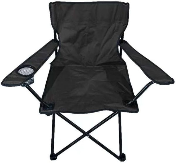 Folding Camping Chair – Outdoor Portable Garden Chair, Lightweight Design Lounger Seat with Cup Holder – Ideal for Summer to go Beach, Sun Bathing, Fishing, Parties, Trips and BBQs (Black) - Image 3