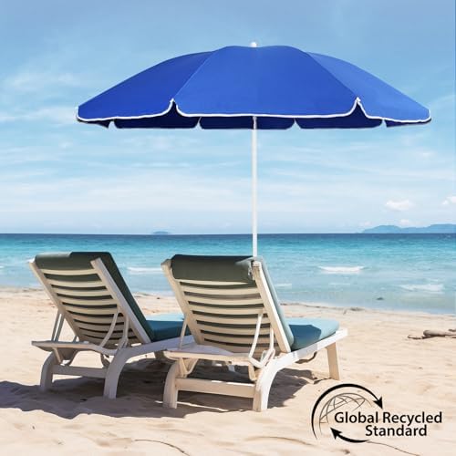 Sekey® 1.6m Beach Umbrella with Cover, Portable Tilting Garden Parasol Umbrella, Small Parasol for Beach/Pool/Patio, Round Sunscreen UV20+ Blue - Image 6