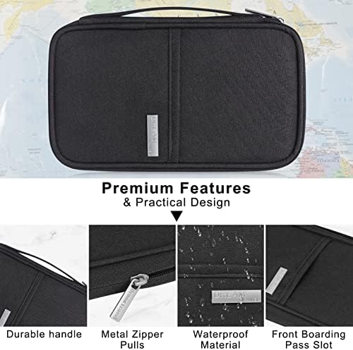 Arqumi Passport Holder Travel Wallet, Portable Travel Document Organiser, Waterproof Travel Accessories Case with Carry Handle for Women Men Family Passport Wallet (Small, Black) - Image 4