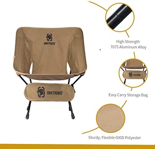 OneTigris PROMENADE Folding Camping Chair, 150kg Capacity Compact Outdoor Chair for Camping Hiking Garden Travel Beach Picnic Lightweight Backpacking - Image 6