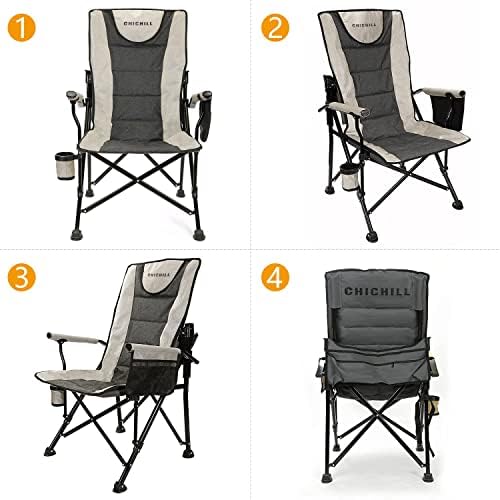 CHICHILL Camping Chairs for Adults, Oversized Folding Chair Outdoor Chair Adjustable High Back Chair Fishing Chair Heavy Duty Chair Supports 180kg Foldable Chair for Outdoor and Travel, Grey, HWY001 - Image 6