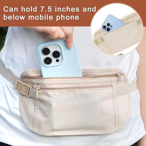 Travel Money Belt, Anti-Theft Fanny Pack, Hidden Bum Bag Under Clothes, Waist Pack with RFID Blocking for Money, Passport, Card, Mobile Phone, Keys - Image 3
