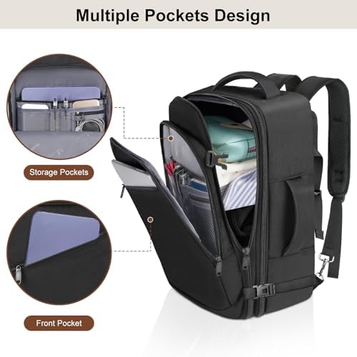 MATEIN Expandable Ryanair Cabin Bags 40x20x25 Underseat, Travel Backpack Cabin Size 20L, Ryanair Underseat Bag 40x20x25, Rucksack for Plane Hand Luggage Backpack, Casual Daypack for Airlines, Black - Image 8